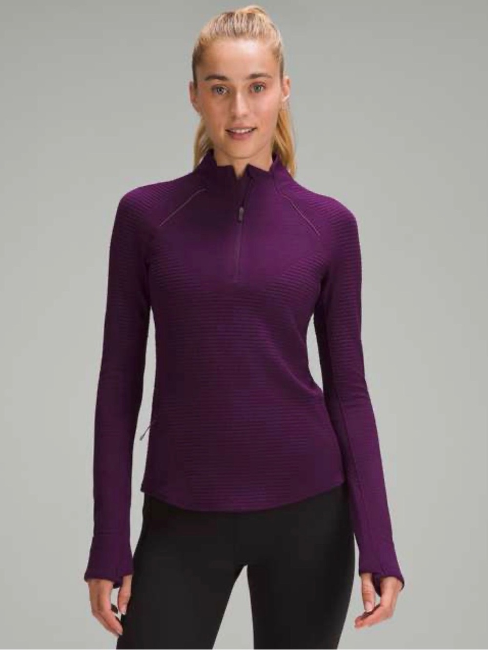 NWT Lululemon Ventscape Half-Zip Long Sleeve Shirt, Dramatic Magenta-Size 4